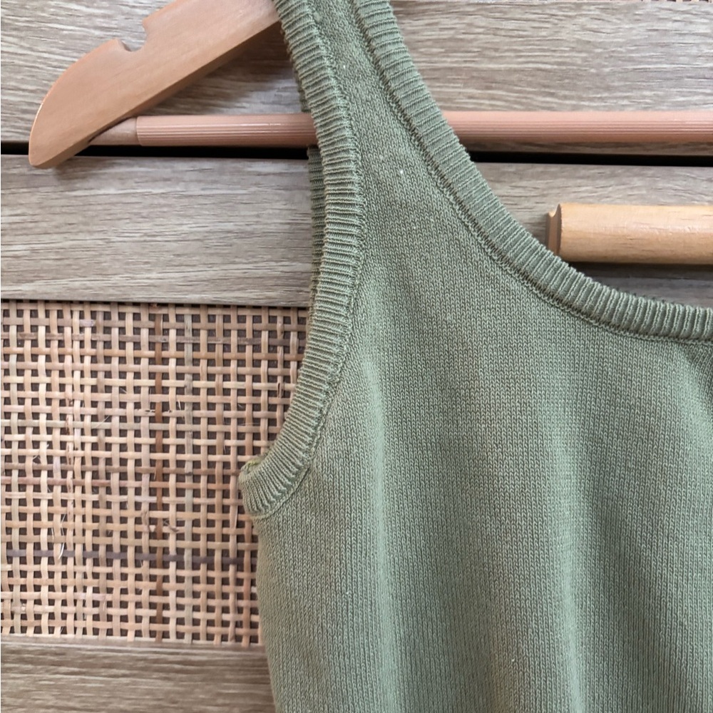 Green Ribbed Knit Tank Top - Picture 2 of 2